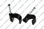 3.5mm Telephone Wire Black Cable Wire Clips Clamps with Fixing Nail - Pack of 100
