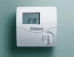 Vaillant VRT50 digital room thermostat showing 21.5°C